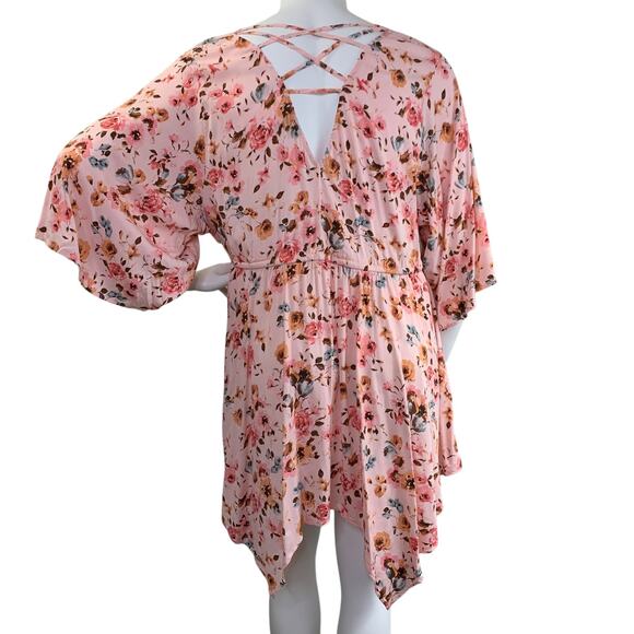 Torrid Womens Babydoll Tunic Size 3 3X Stretch Challis Dolman Sleeve Top Floral - Picture 4 of 9